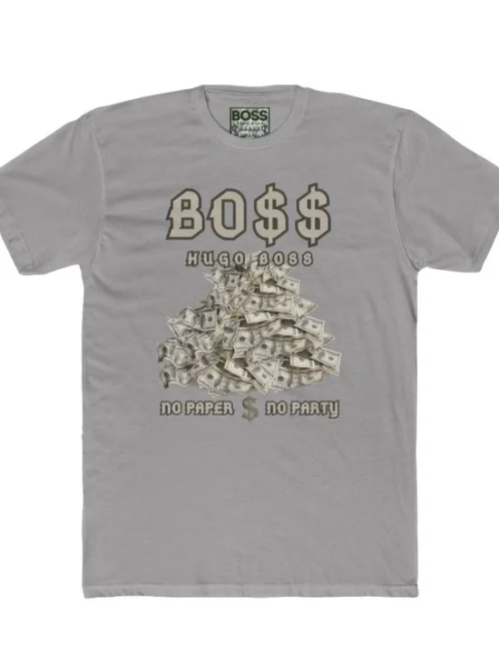 Boss "no paper no party logo" fitted designer t-shirt. 4 COLORS - Picture 4 of 5